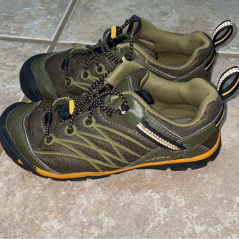 Keen Kids Olive Green and Orange Hiking Shoes